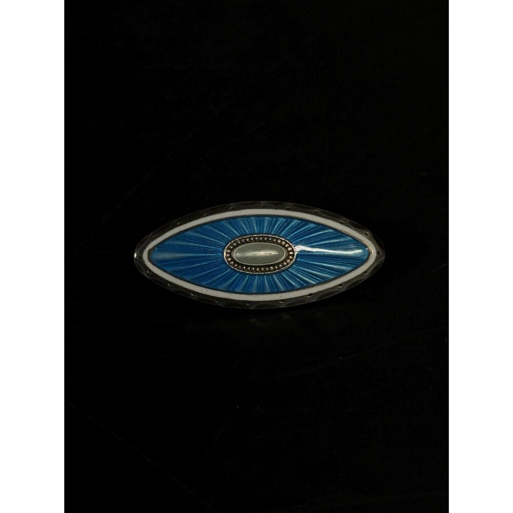Vintage Orit Schatzman Sterling Silver Blue Enamel Brooch Israeli Designer